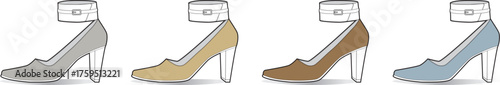 Fashionable High-Heeled Ankle Strap Shoes in Various Colors, Perfect for Style and Elegance