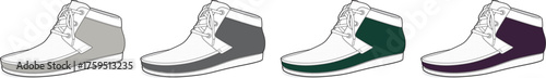 Stylish footwear vector illustration, with different color variations
