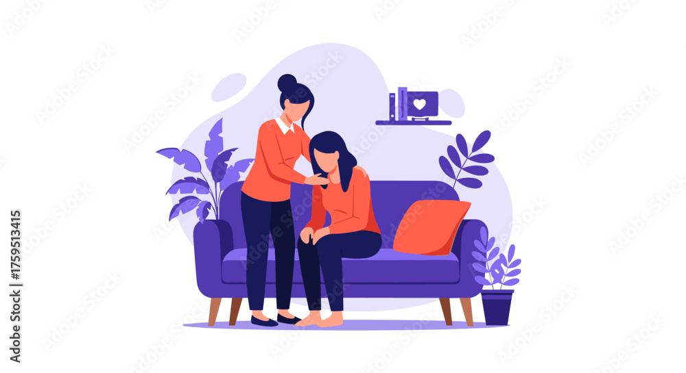Fototapeta premium A compassionate friend offering comfort and support to someone experiencing distress.