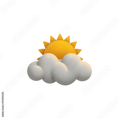 A sun made of golden foil texture partially hidden behind a cloud made of rough, grey felt material