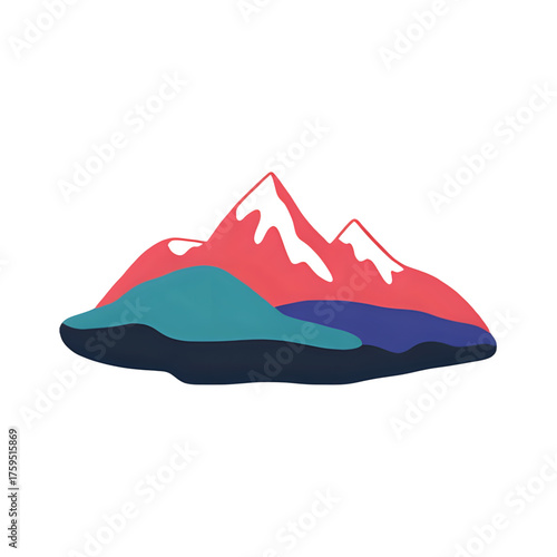 Chromatic aberration effect vector_ mountain silhouettes slightly misaligned in red and cyan outlines, giving a distorted look