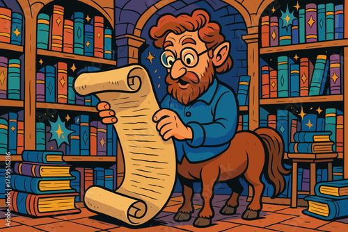 Full reading vector glasses scholarly library comic giant inside centaur s icon