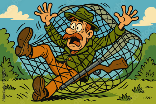 Hunter vector his caught s surprised own oversized comic icon look net