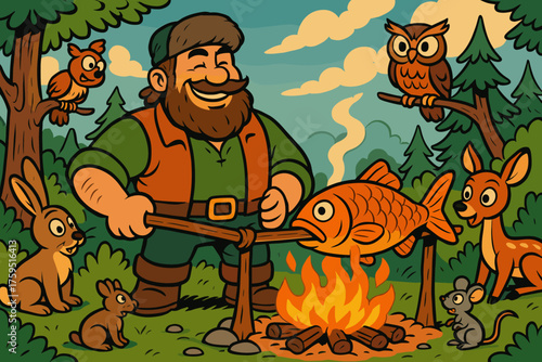 Lightning cliff hunter heroic axes as twin vector strikes adventure icon