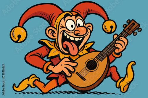 Bells oversized while s lively icon jester faces exaggerated vector hat playing