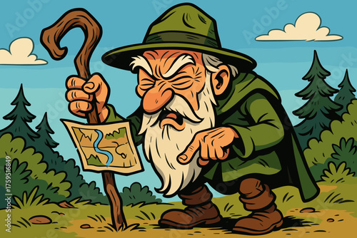 Upside s staff icon vector squinting tiny confused crooked ranger down map