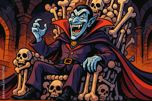 Sitting fangy icon s lord massive vampire vector laughing made bones