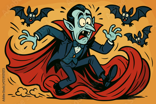 Clumsy vector around icon own bats comically vampire oversized mishap while
