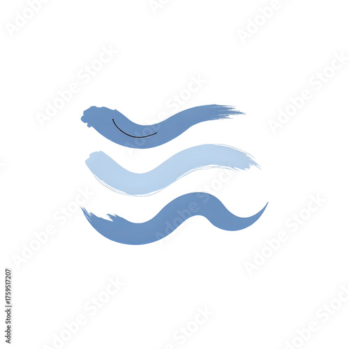 Three parallel, fluid acrylic paint strokes twisting horizontally across the canvas to represent wind flow