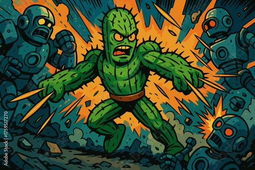 Vector projectiles cactusman arms shooting thorn versus icon from his robotic robots