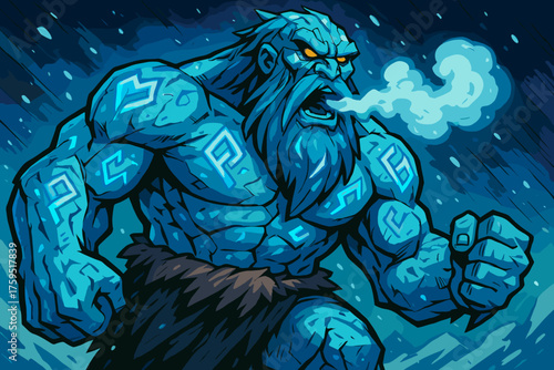 Breath runic carved skin vector giant massive glowing icon frost runes icy