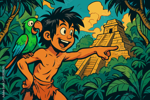 His shoulder pet parrot vector s pointing icon toward ruins jungleboy hidden