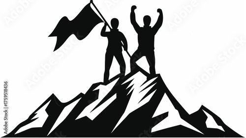 Conquer your goals reaching the summit, teamwork and success achieving the top, leadership motivation