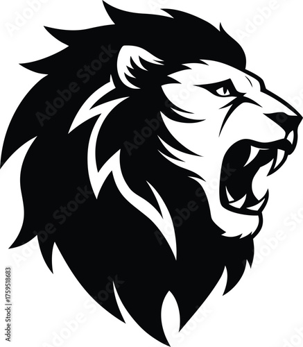 Lion head drawing silhouette