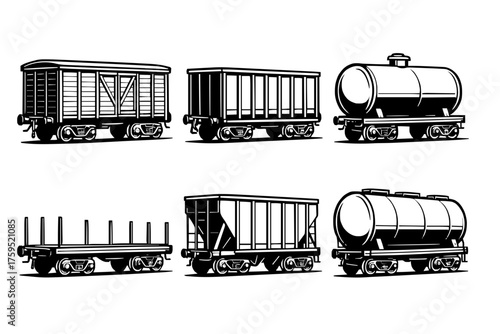 Six vectors of train wagons