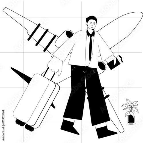 A businessperson pulling a suitcase at the airport