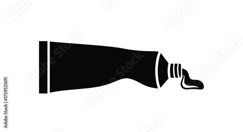 Simple black and white illustration of a tube with extruded contents