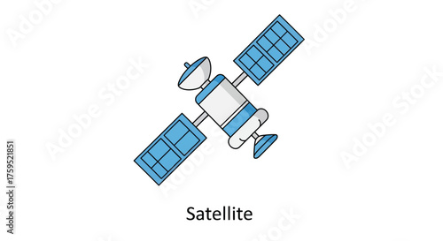 Detailed illustration of a communications satellite in space with solar panels