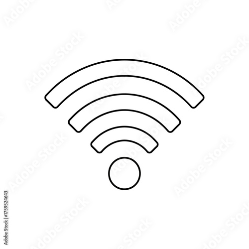 Simple Wi-Fi Signal Outline Icon, Wireless Network Connection Line Art Vector Isolated on White Background, Minimal Symbol