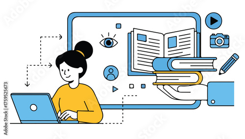 Education Creative Vector Illustration - Back to School, Distance Learning and Online Education Concept