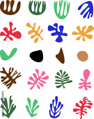 Matisse cut out vectors set abstract leaves clip art bundle contemporary design elements retro modern shapes