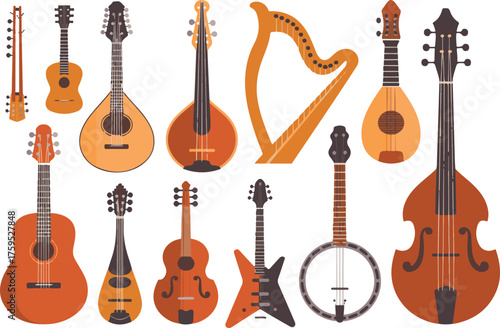 "Various String Instruments Illustration"