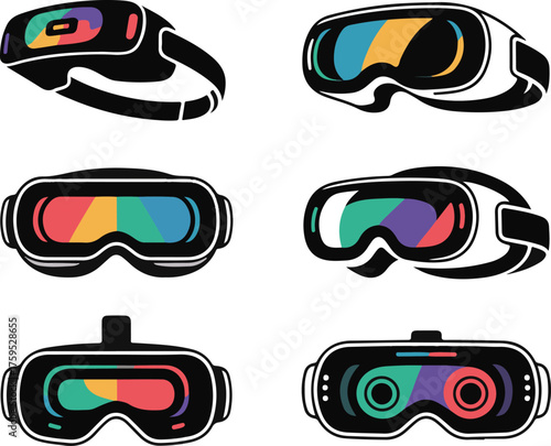 Virtual Reality Glasses Icons Set