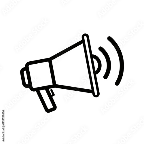 Megaphone Outline Icon, Announce or Marketing Loudspeaker Line Art Vector Isolated on White Background, Minimal Symbol