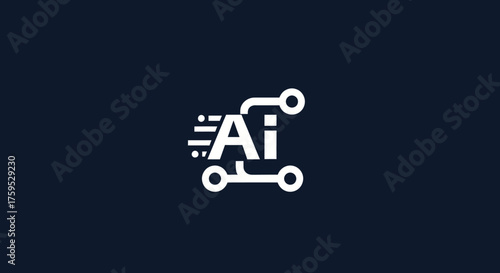 AI icon stylized as a fast, futuristic microchip on dark background
