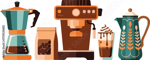 Coffee Brewing Equipment Illustration