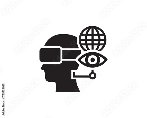 Mixed reality icon silhouette vector design illustration