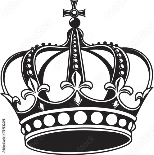 vector black silhouettes of crowns isolated on a white background.
