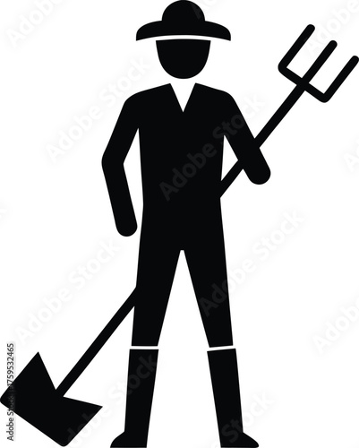 Cultivator Silhouette Vector Art Illustration