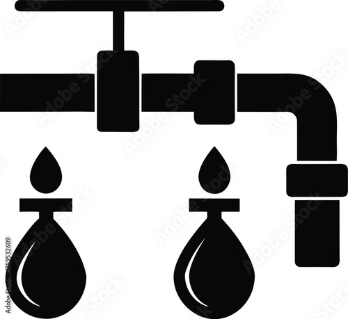 Drip Irrigation Pipes Silhouette Vector Art Illustration