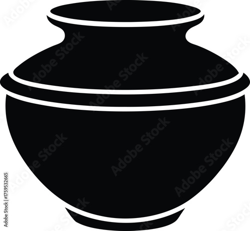 Earthen Pot Silhouette Vector Art Illustration