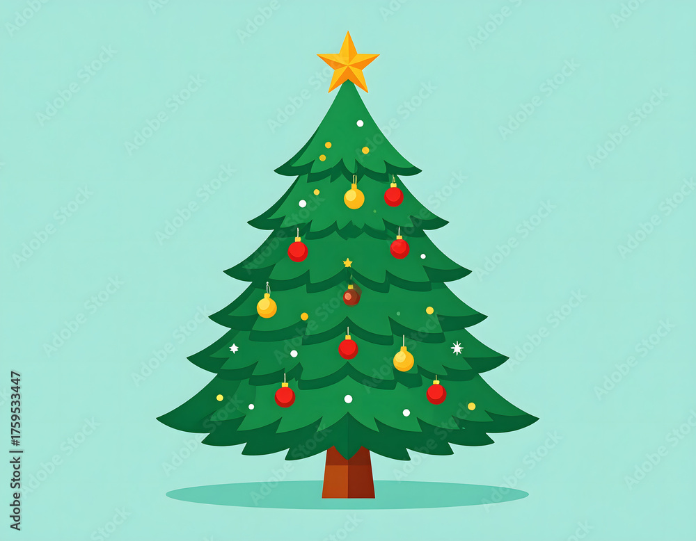 Obraz premium Festive Christmas Tree Illustration