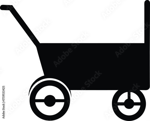 Hand Cart Silhouette Vector Art Illustration