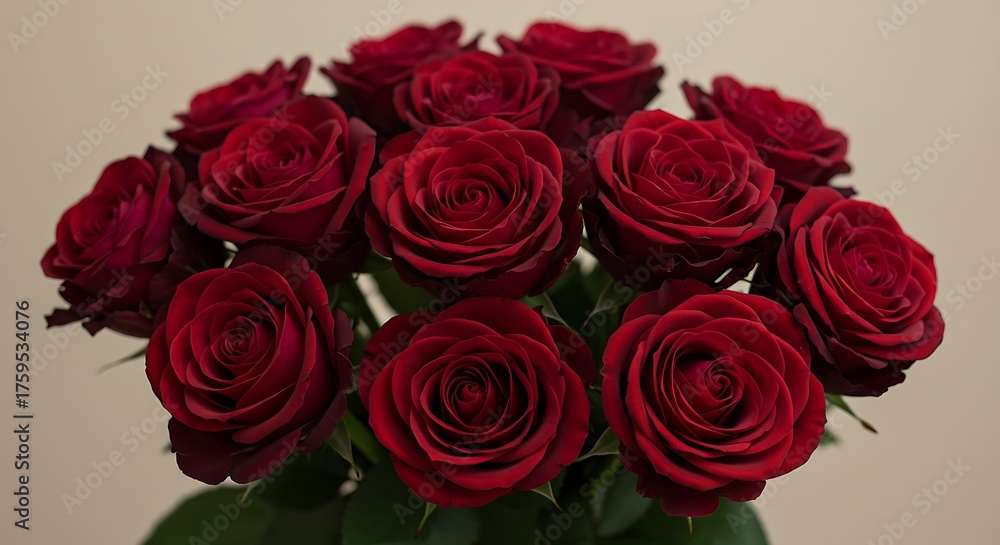 Obraz premium Vibrant red roses bouquet against neutral background for various uses
