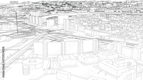 Intricate Urban Wireframe Design