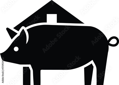 Pigsty silhouette vector art illustration