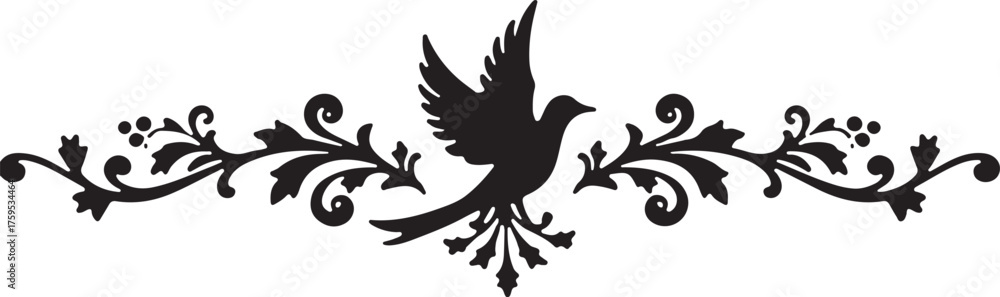 Obraz premium Elegant decorative ornaments in bird design featuring graceful silhouettes and intricate details