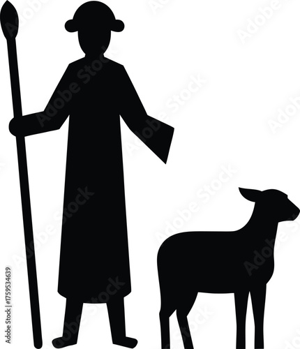 Shepherd silhouette vector art illustration