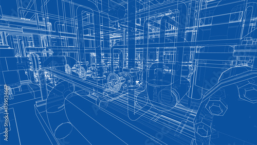 Industrial Blueprint Design. Vector