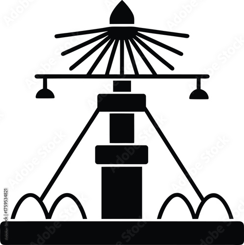 Sprinkler irrigation system silhouette vector art illustration