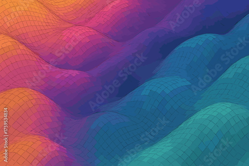Mesh colors folds waves flowing polygonal forming abstract colorful grid illustration vector