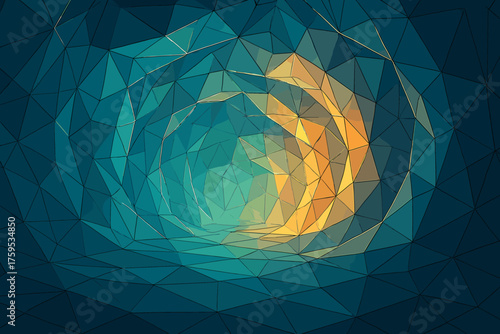 Mesh angular illustration interior built vector facets cave geometric glowing crystalline