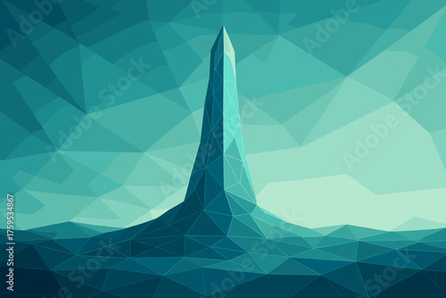 Tower vector gradients illustration mesh angular futuristic sky polygonal rising ground faceted