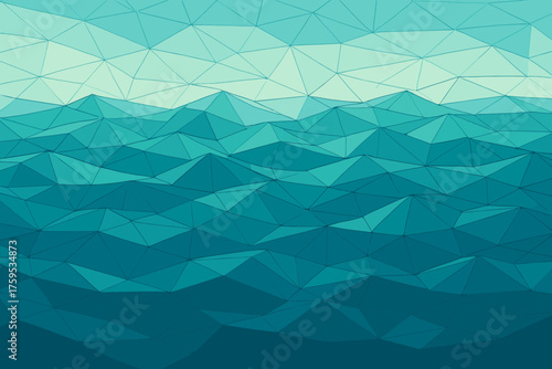 Illustration faceted abstract ocean angular geometric vector falling waves made polygons