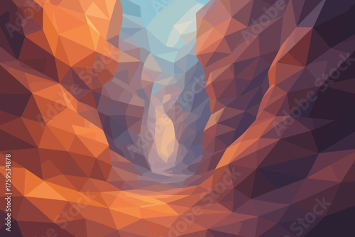Vector layers gradients forming canyon faceted mesh illustration walls abstract geometric stone
