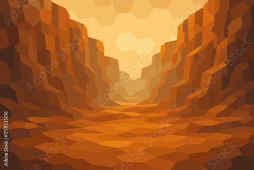 Shaped abstract ground illustration faceted facets landscape hexagonal vector layers canyon